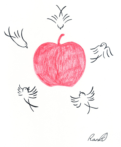 りんごと鳥001